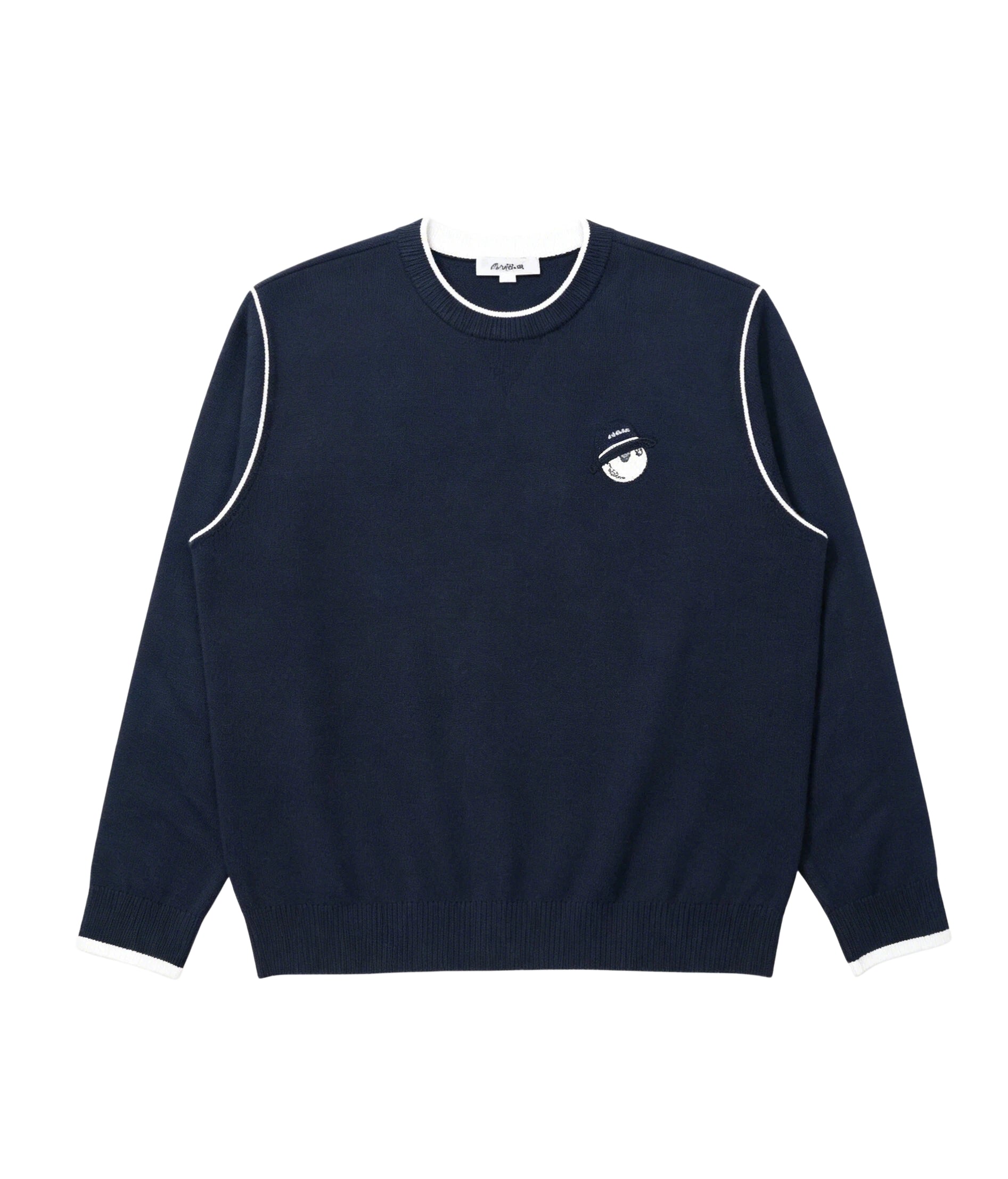 Malbon Studio Seoul Double-Knit Men's Pullover Navy golf pullover front view