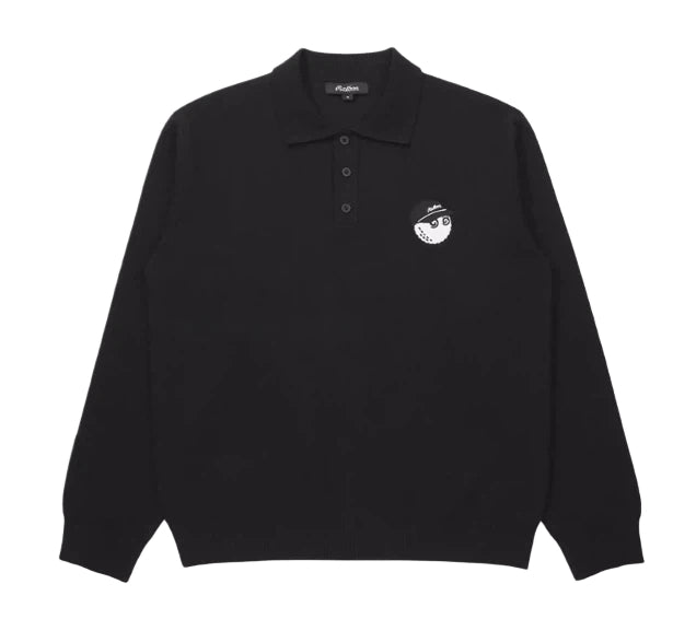 Malbon Studio Seoul Buckets Polo Sweater Black golf sweater front view