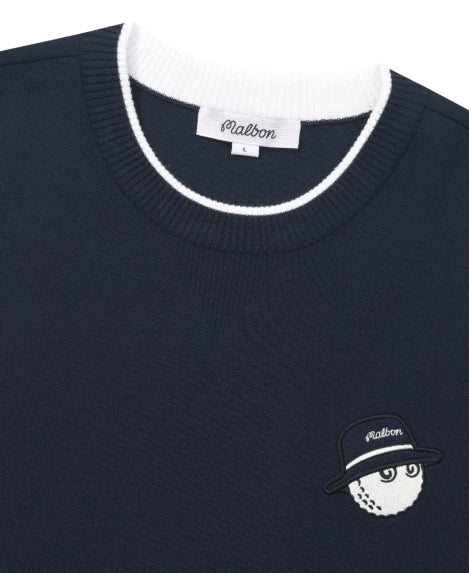 Malbon Studio Seoul Double-Knit Men's Pullover Navy golf pullover front view