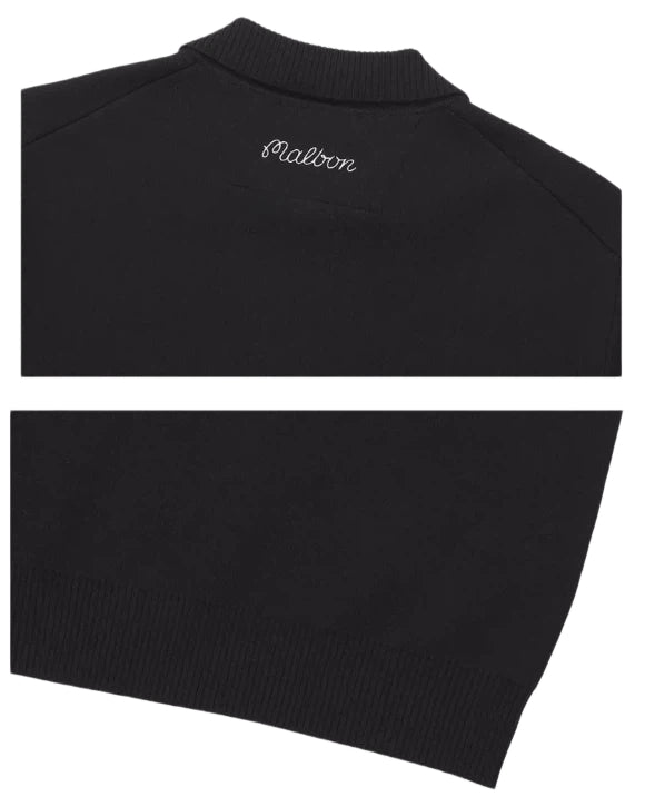 Malbon Studio Seoul Buckets Polo Sweater Black golf sweater front view
