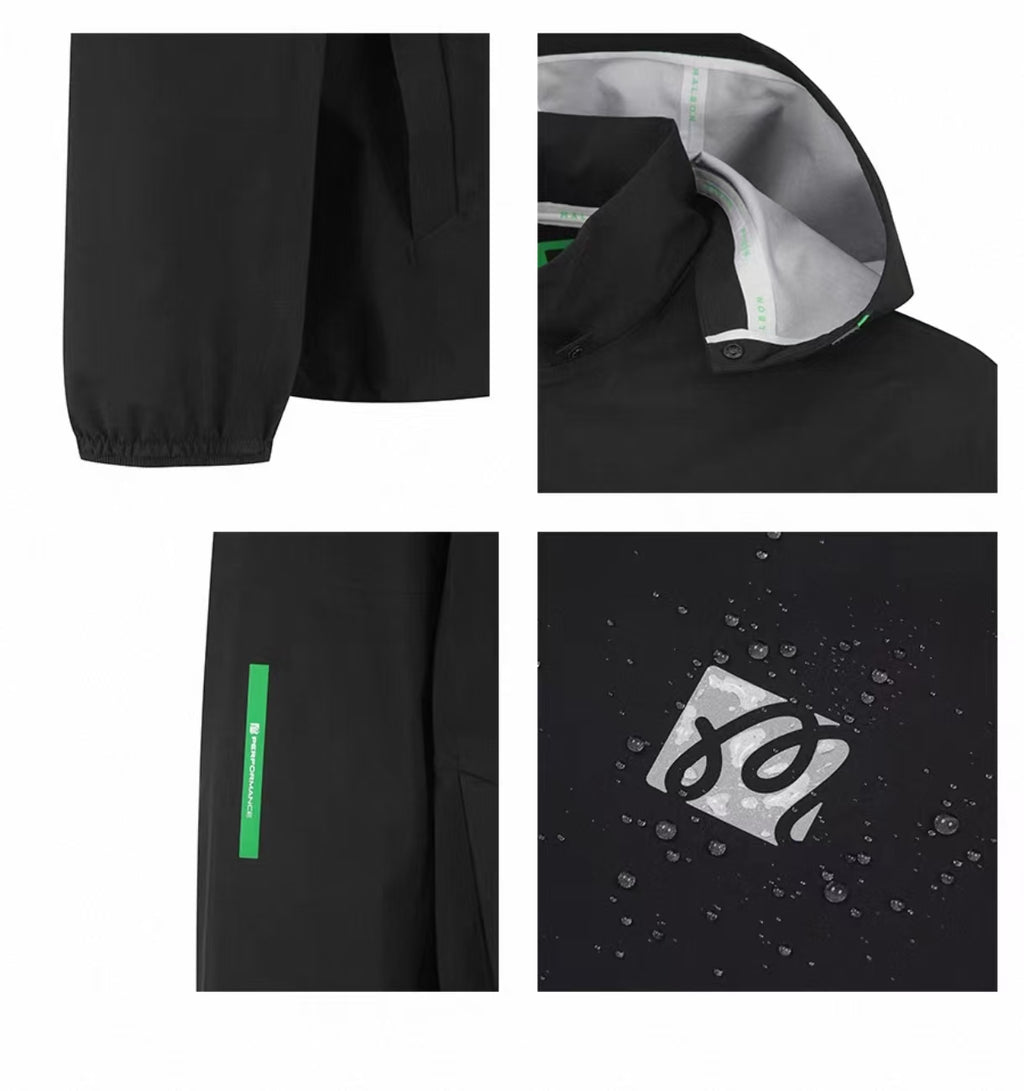 Malbon Studio Seoul 3-Layer Tech Men's Jacket Black technical golf jacket front view