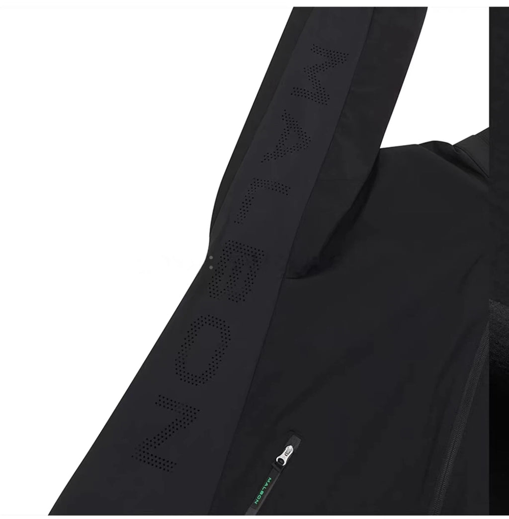 Malbon Studio Seoul Nylon Full-Zip Jacket Black nylon golf jacket front view