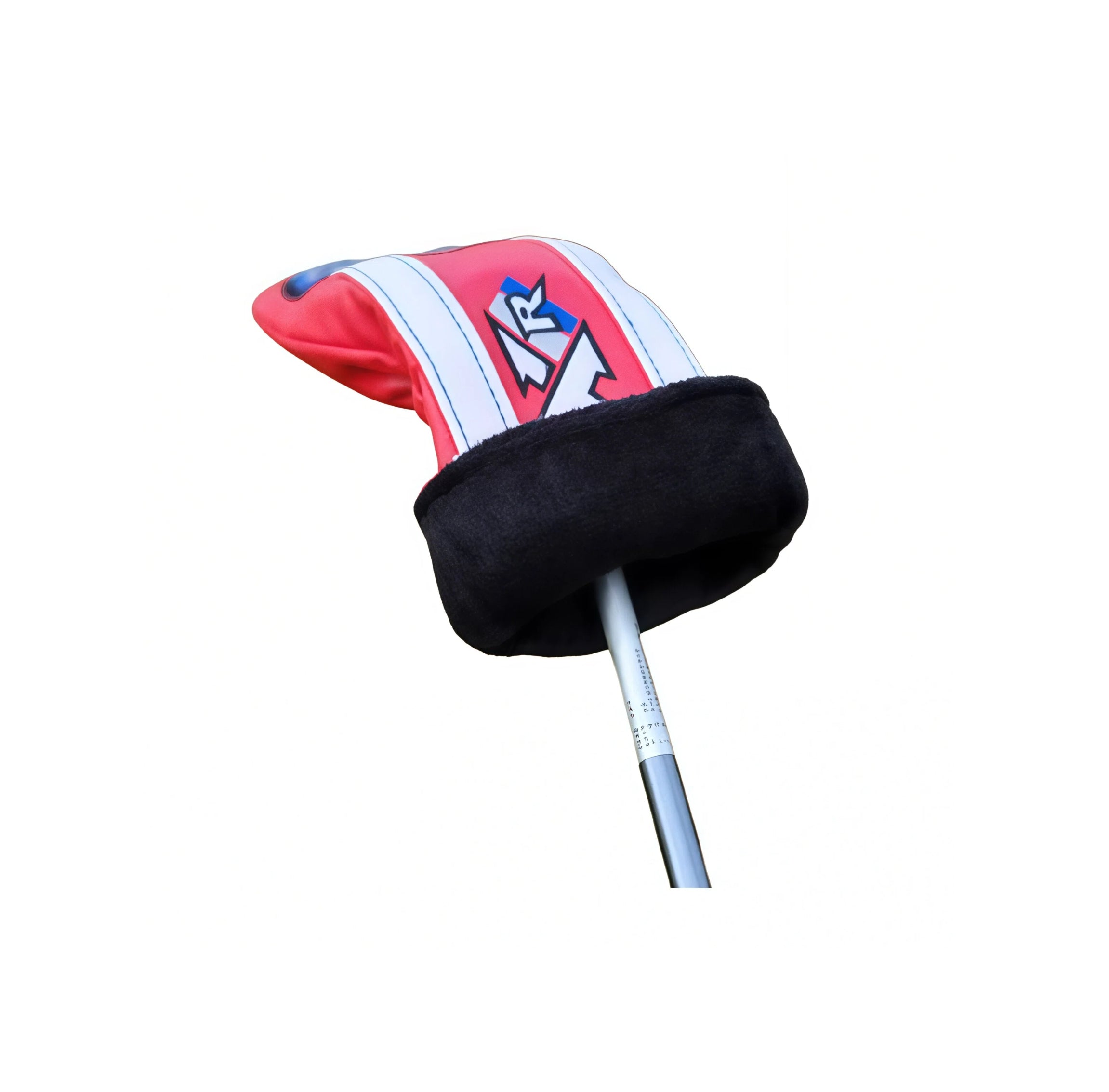 Detailed view of red Callaway XR wood headcover fitted on a club — reveals plush black fleece interior that protects club face from scratches, plus stretchy neck for easy installation; ideal for graphite or steel shafted woods