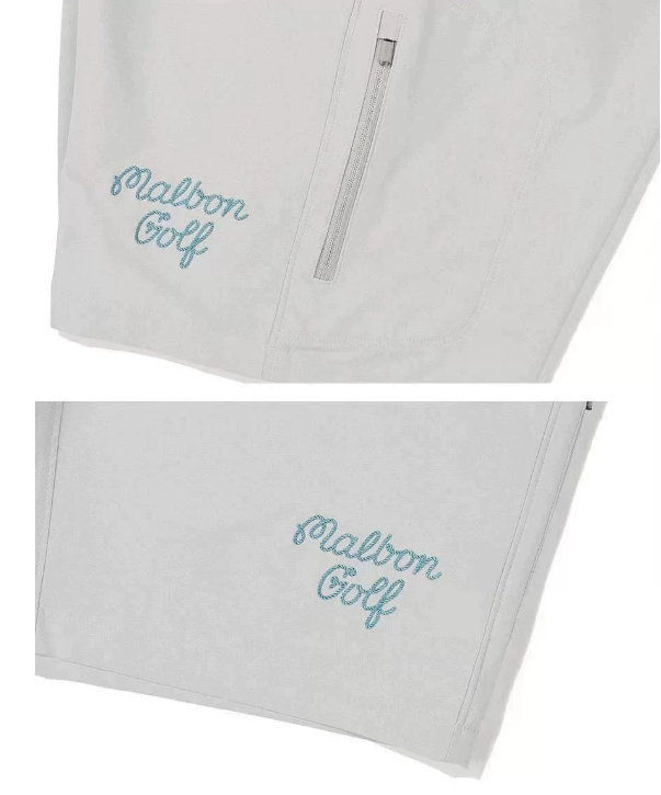 Malbon Men's Casual Athletic Sports Shorts Grey athletic golf shorts front view