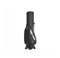 Back view of the HELIX H95236 all-black golf travel bag highlighting its streamlined silhouette, reinforced stitching, side pockets, and wheeled base for effortless transport.