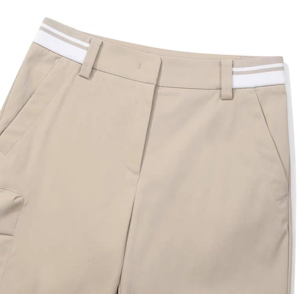 Malbon Women's Lightweight Solid Jogger Pants Khaki golf jogger pants front view