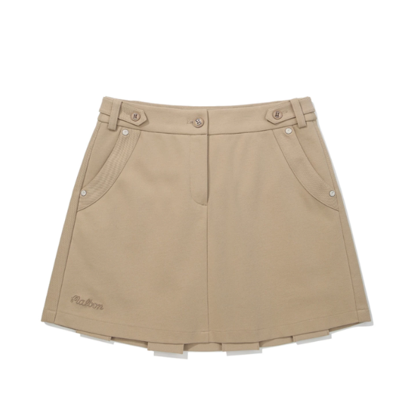 Malbon Preserve Back Pleated Skirt Khaki pleated golf skirt front view