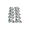 Malbon Golf Iron Headcovers Set in white with green caddy cartoon logo and black numbers 4, 5, 6, 7, 8, 9, A, P, S, X - magnetic closure PU leather design for universal iron protection