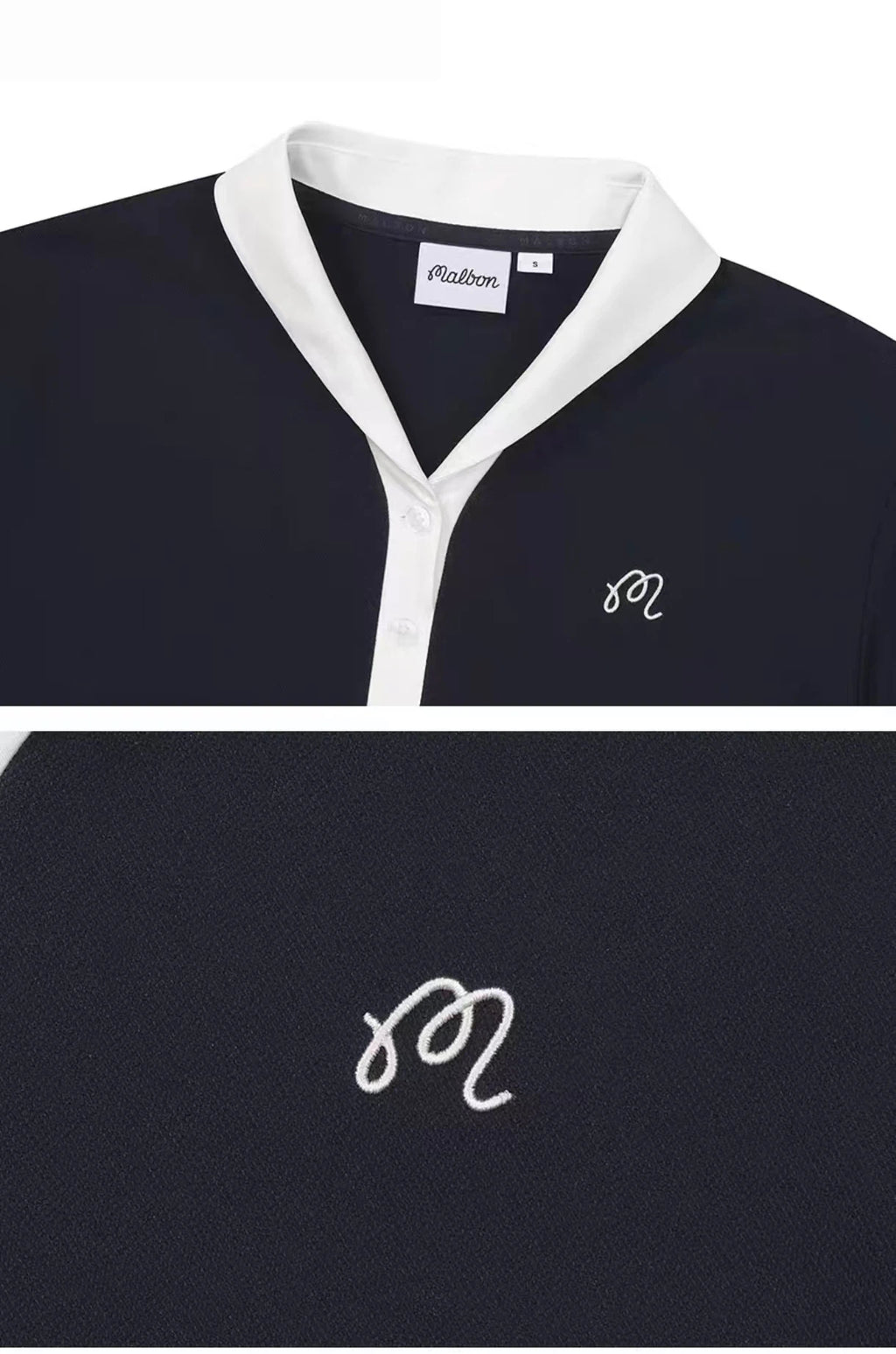 Malbon Women's Lightweight Breathable Golf T-Shirt Navy Blue golf t-shirt model-wearing view