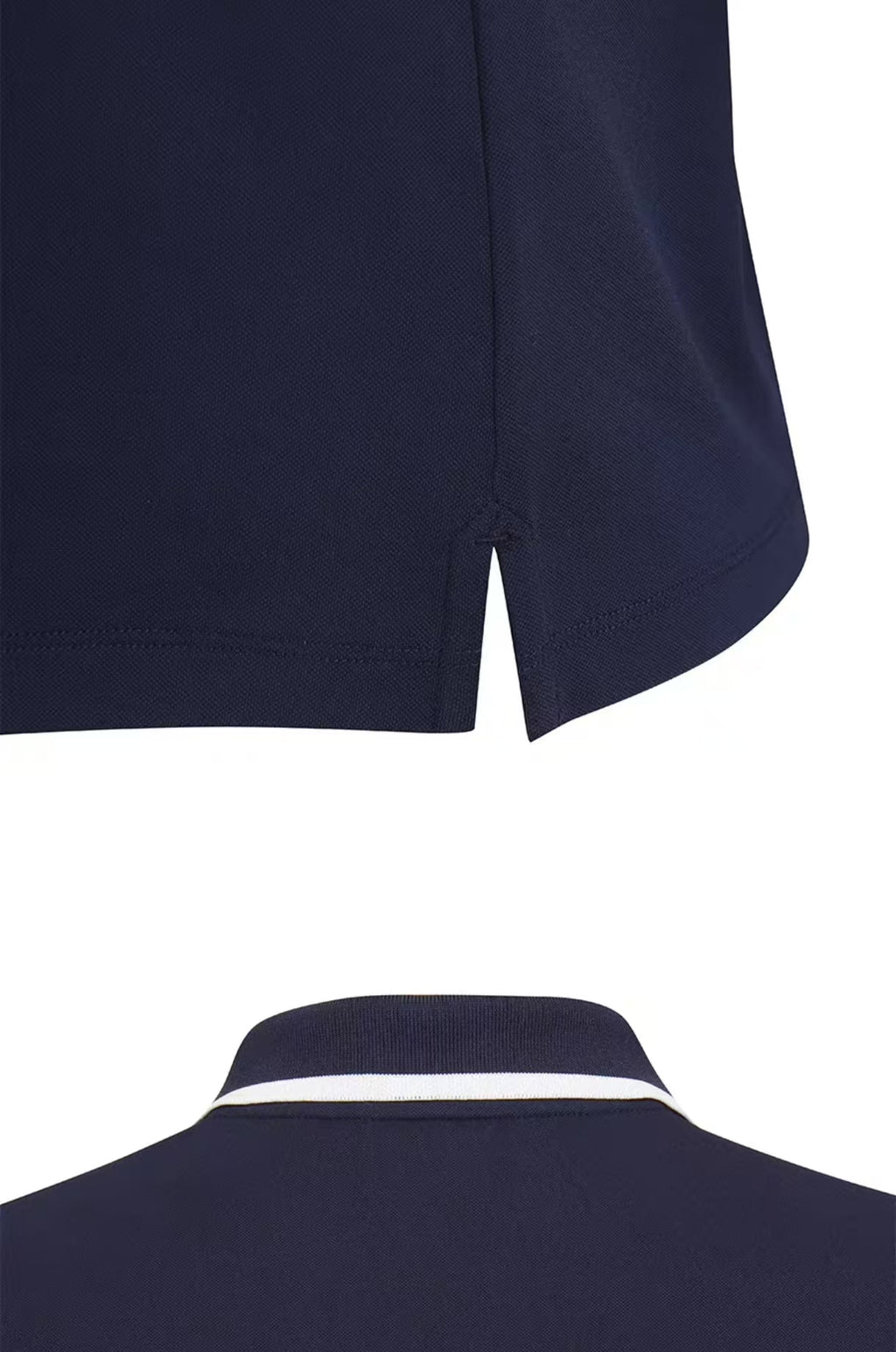 Malbon Women's Slim Fit Stretch Polo Shirt Navy Blue stretch golf polo front view