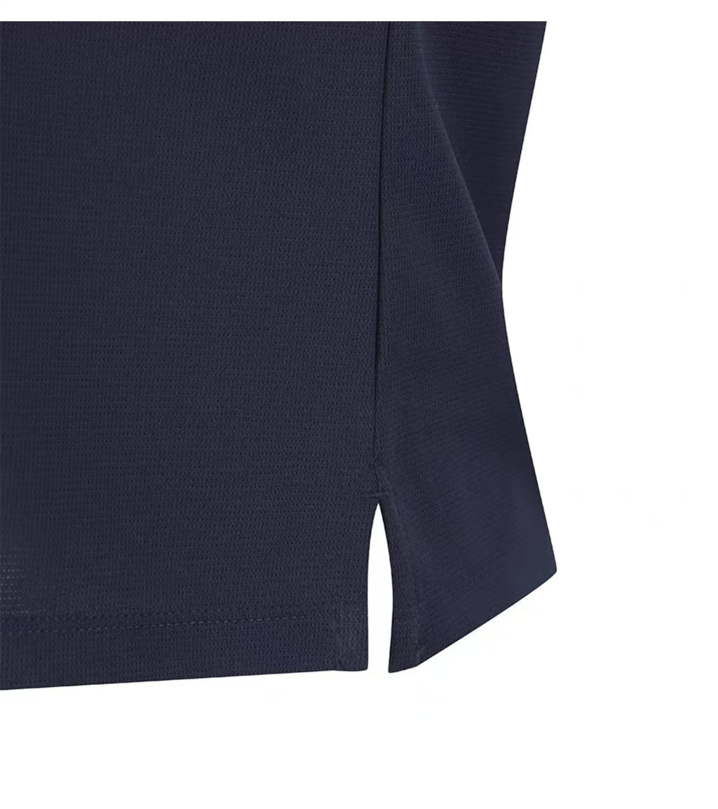 Malbon Women's Slim Fit Breathable Polo Shirt Navy Blue golf polo front view
