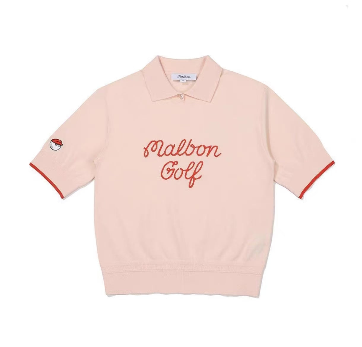 Malbon Women's Embroidered Breathable Golf Polo Pink breathable golf polo front view