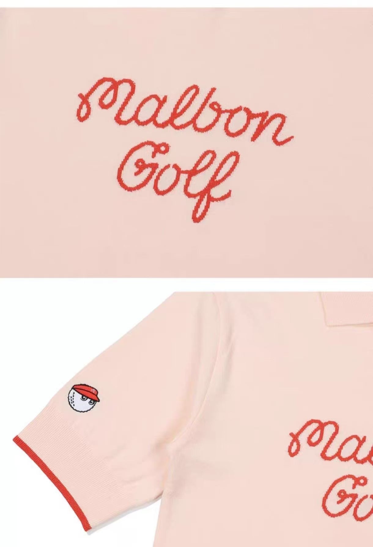 Malbon Women's Embroidered Breathable Golf Polo Pink breathable golf polo front view
