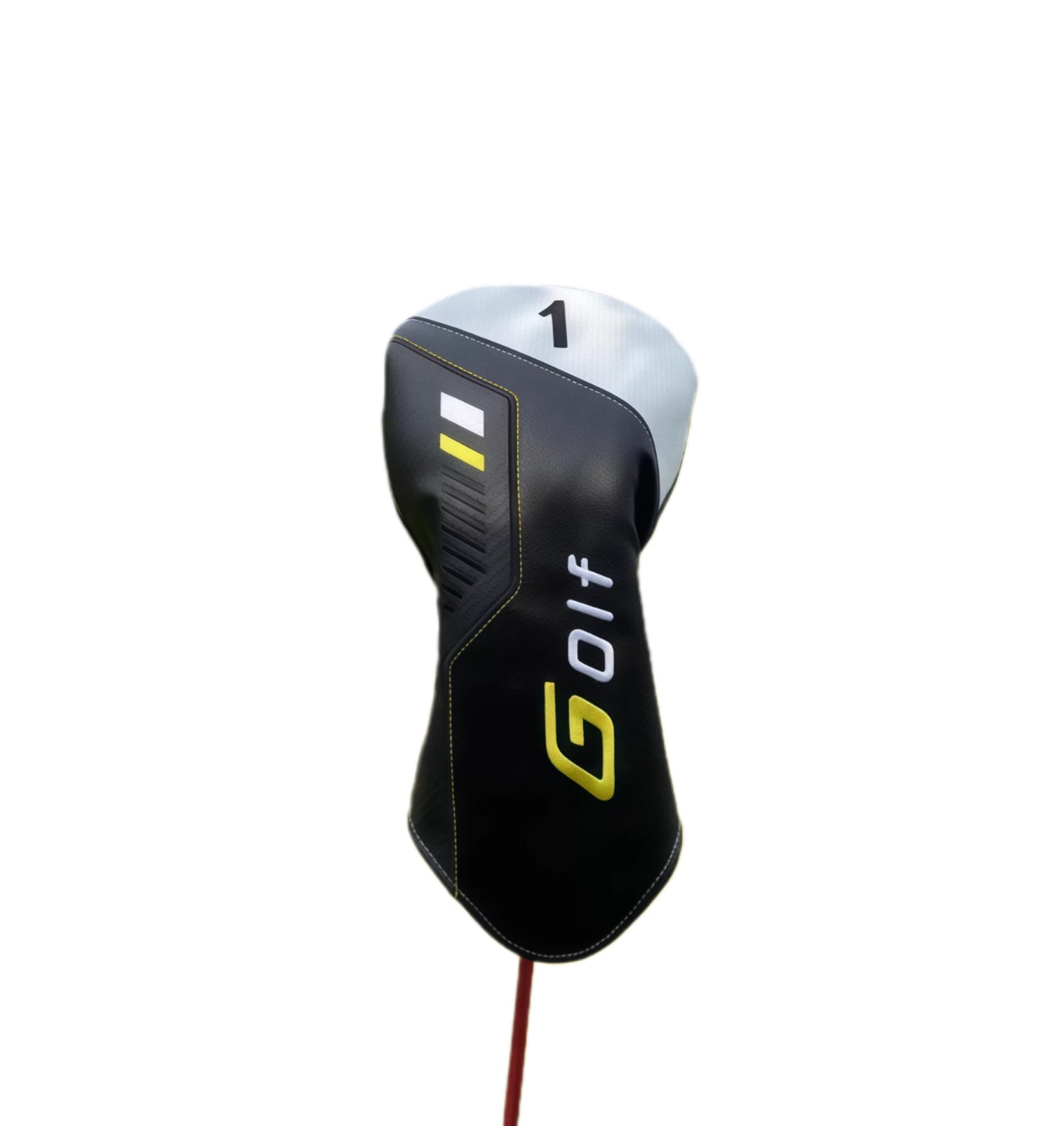 Sport golf headcovers set with 1号木, fairway woods, and UT covers, designed with sleek gray-black finish and white stitching for modern golf gear protection.