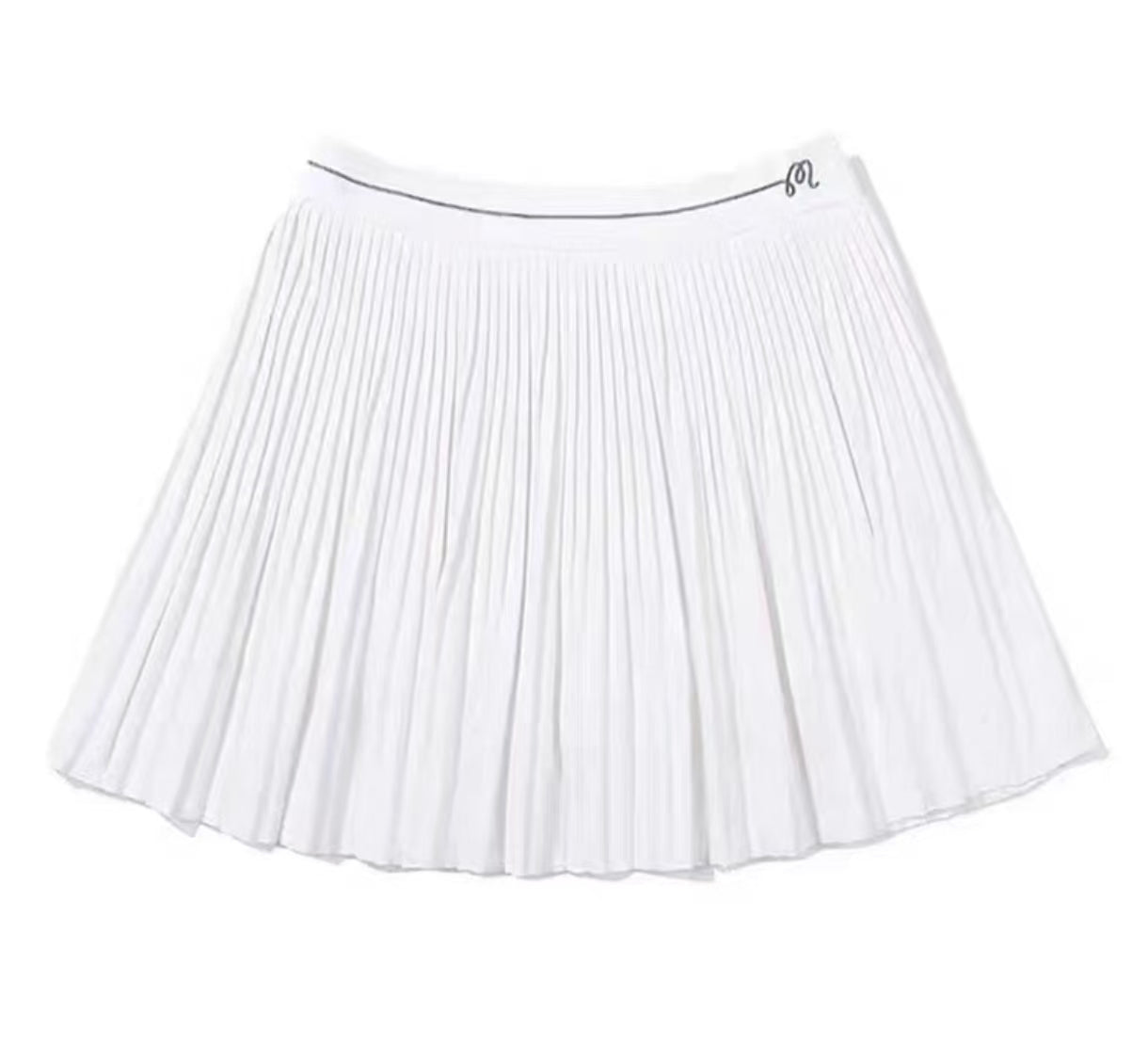 White Malbon women's solid pleated golf skort front view