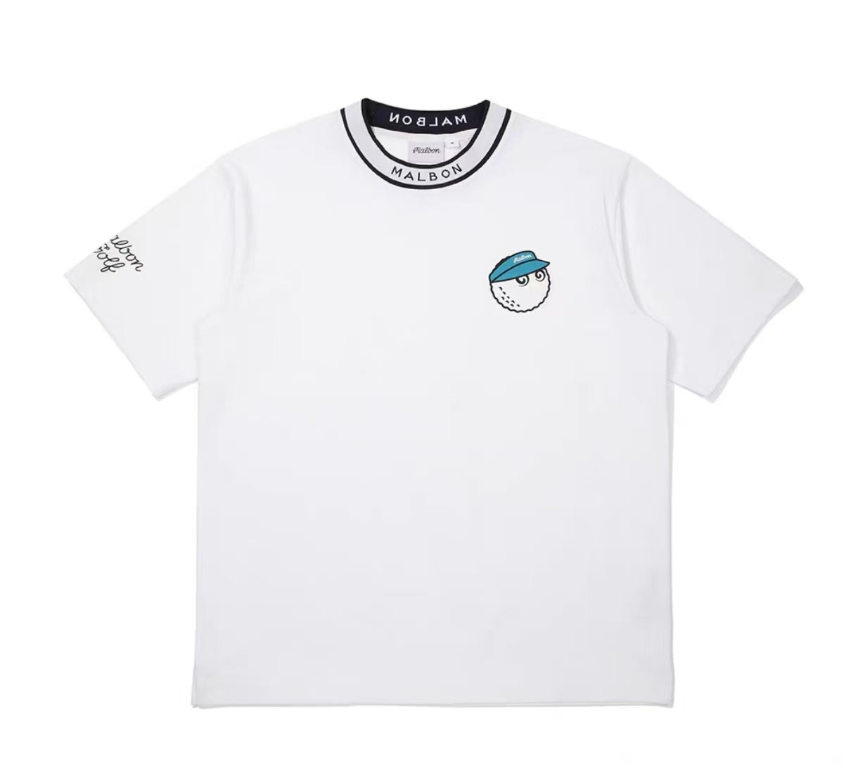 White Malbon men's breathable comfortable golf T-shirt front view