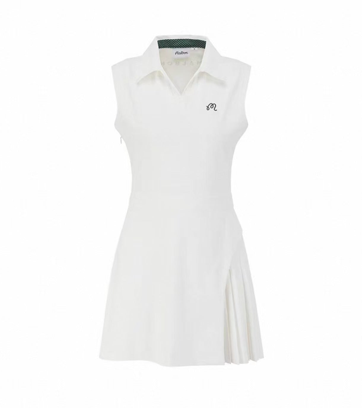 Malbon Studio Seoul Sleeveless Polo Golf Dress White polo golf dress front view