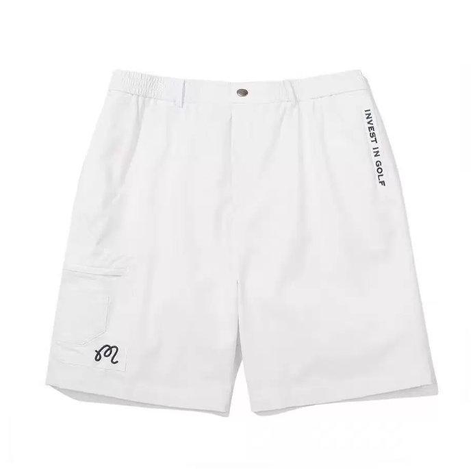 Malbon Men's Quick-Dry Breathable Shorts White quick-dry golf shorts front view