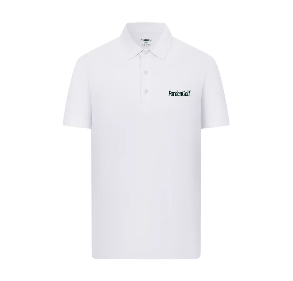 Forden Golf Men’s White Loose Graphic Print Polo Shirt in White - product view