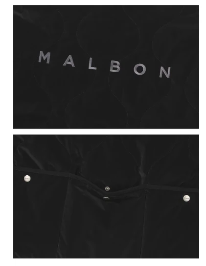 Malbon Men's Padded Winter Golf Jacket - Insulated Outerwear Black logo and trim detail