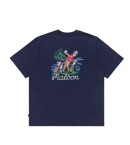 Malbon Unisex Graphic Crewneck Golf T-Shirt Navy back view