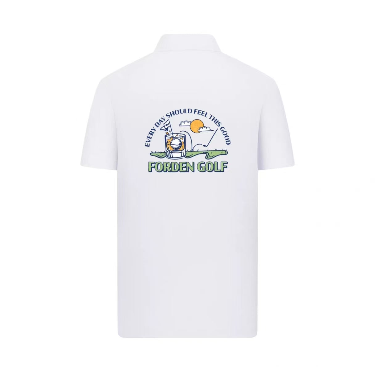 Forden Golf Men’s White Loose Graphic Print Polo Shirt in White - product view