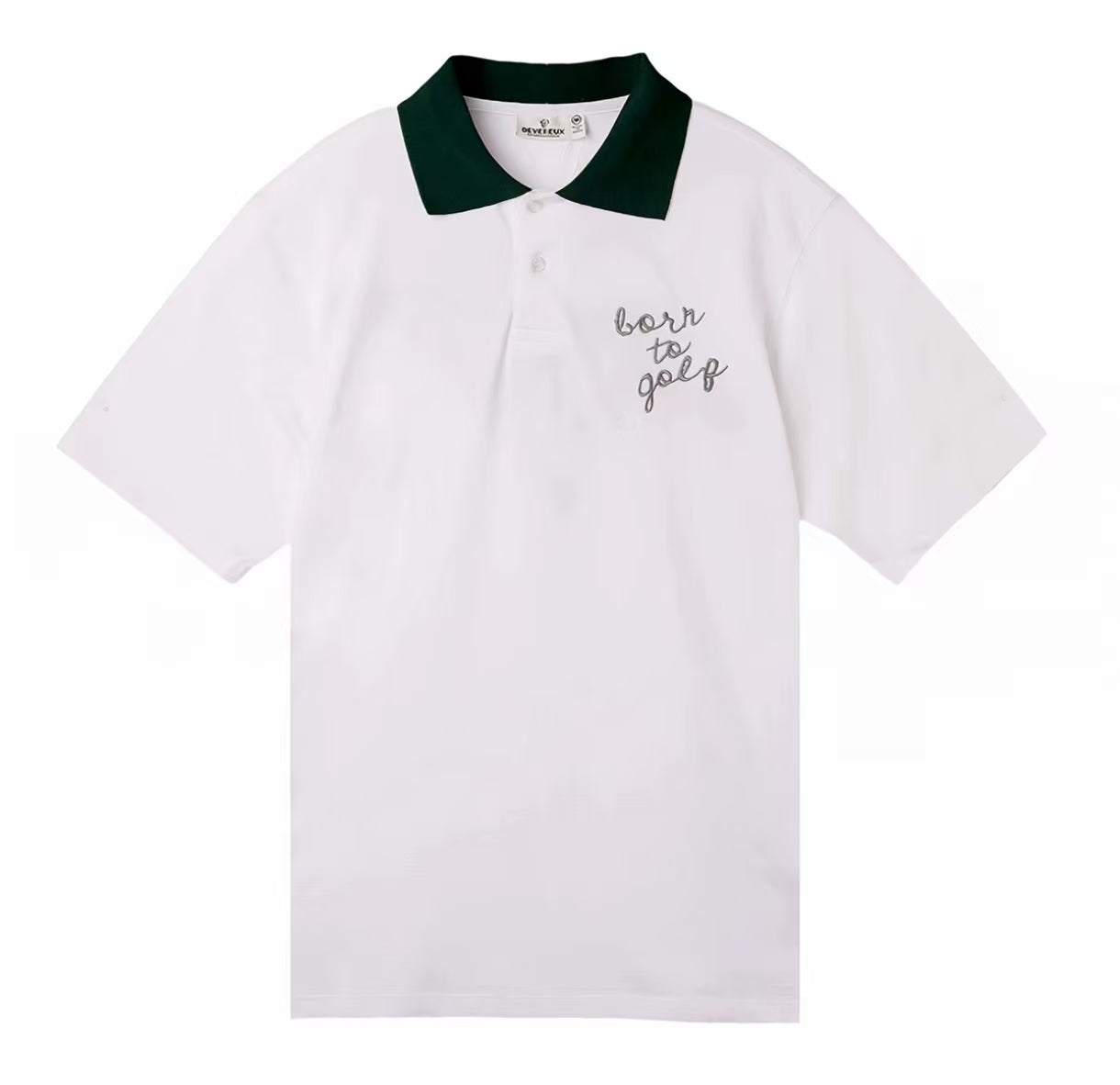 Devereux White heart-print golf polo front product view