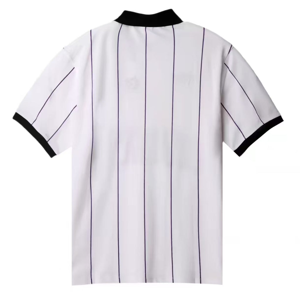 Devereux striped golf polo rear product view