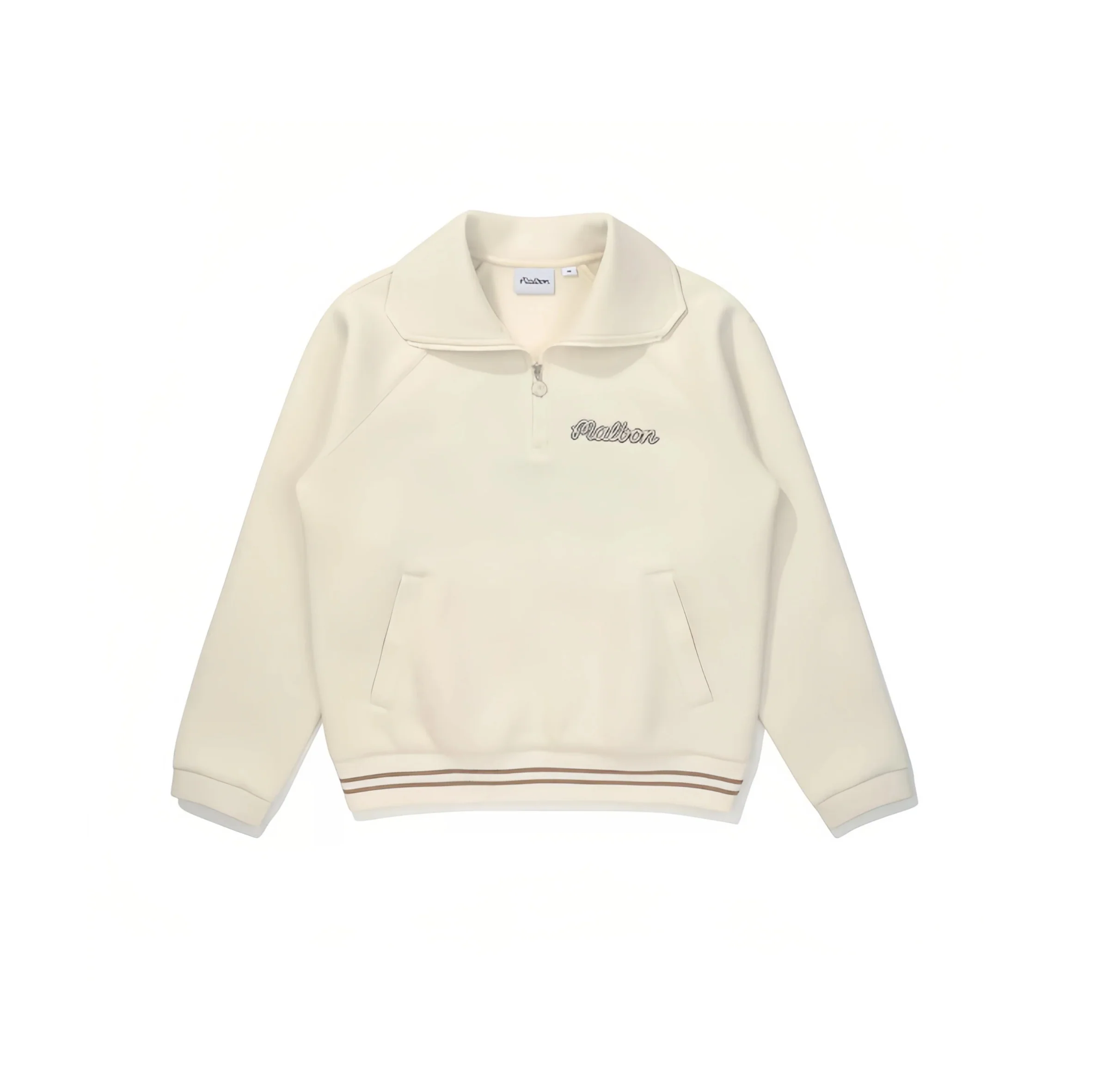 Malbon Women Golf Polo Sweatshirt Stand Collar Casual Jacket 2025 Autumn Winter Beige front view