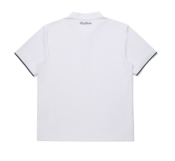 Malbon white moisture-wicking performance golf polo back view