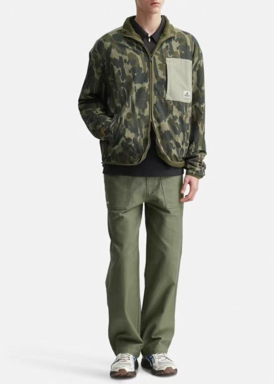 Malbon Tour Divot Camo Sherpa Jacket sherpa golf jacket front view
