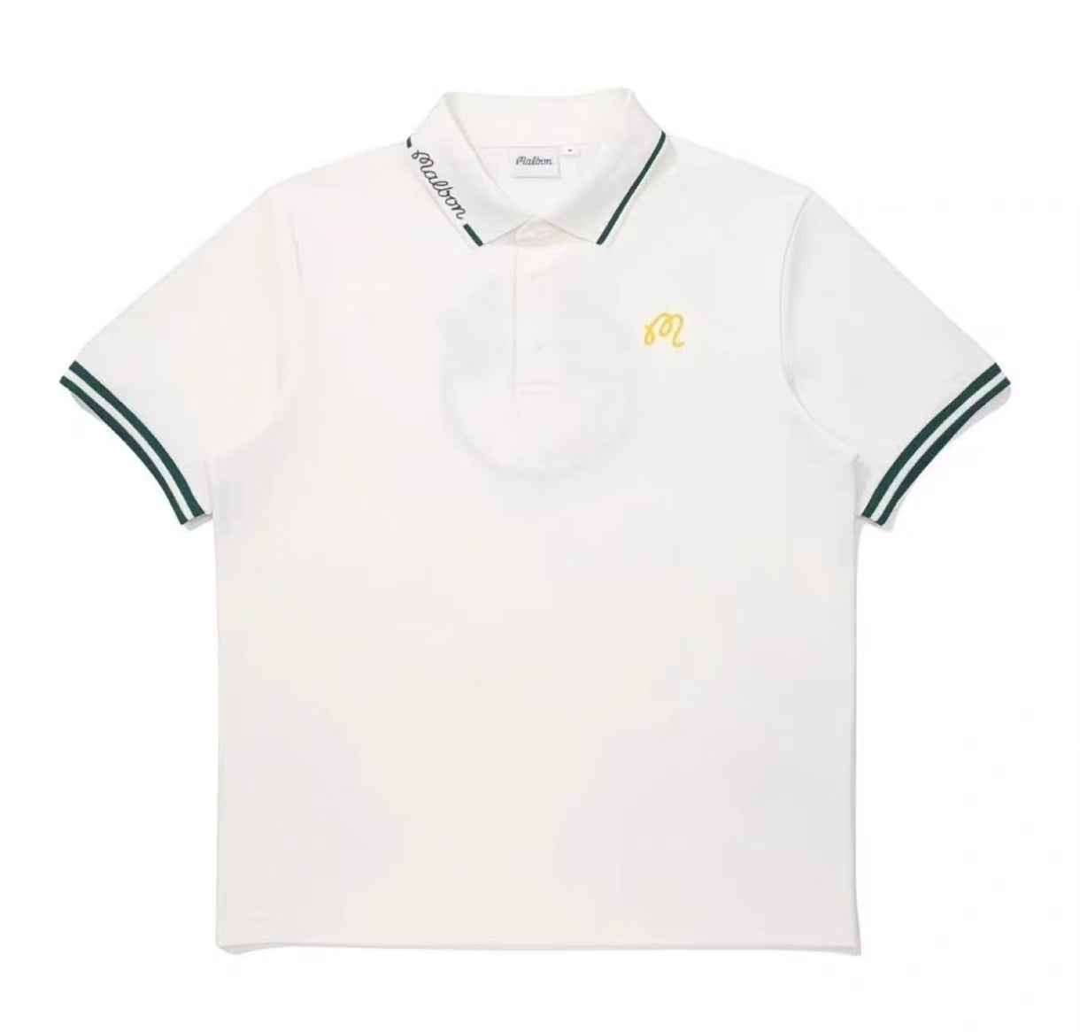 Malbon men's white breathable casual sports golf polo shirt front view