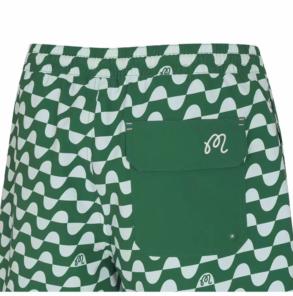 Malbon Studio Seoul Printed Trunks Green Print printed golf trunks front view