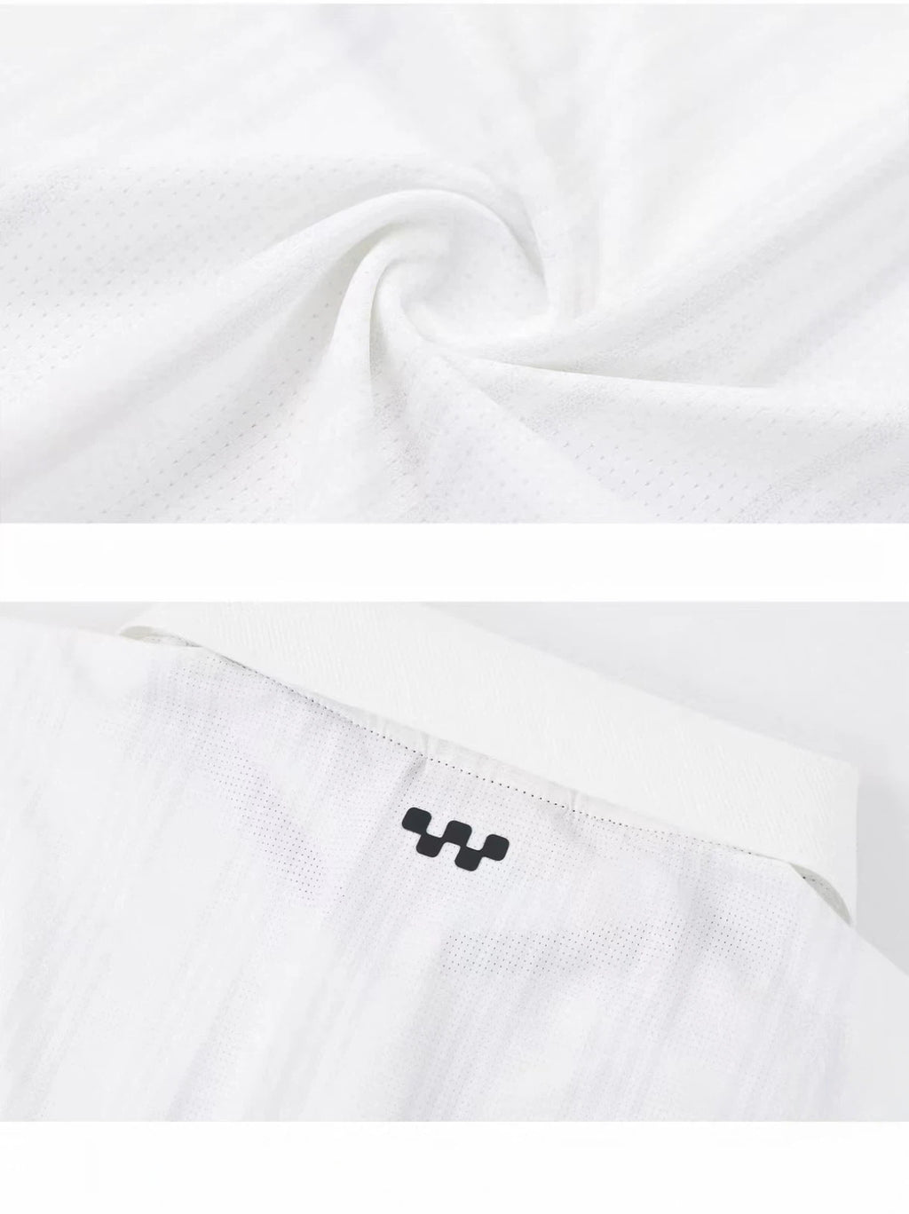 Devereux White golf polo fabric detail