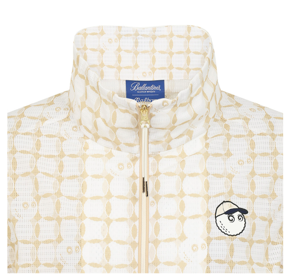 Malbon women's mesh breathable half-zip golf vest in Beige, lifestyle view