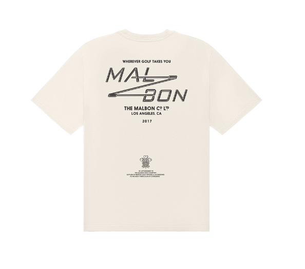 Malbon Bermuda Utility Men's Graphic Golf T-Shirt Beige back view