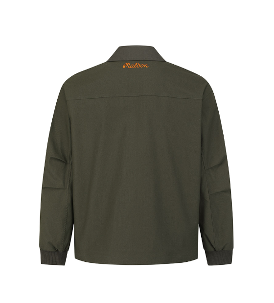 Malbon men Army green full-zip polo golf jacket back view