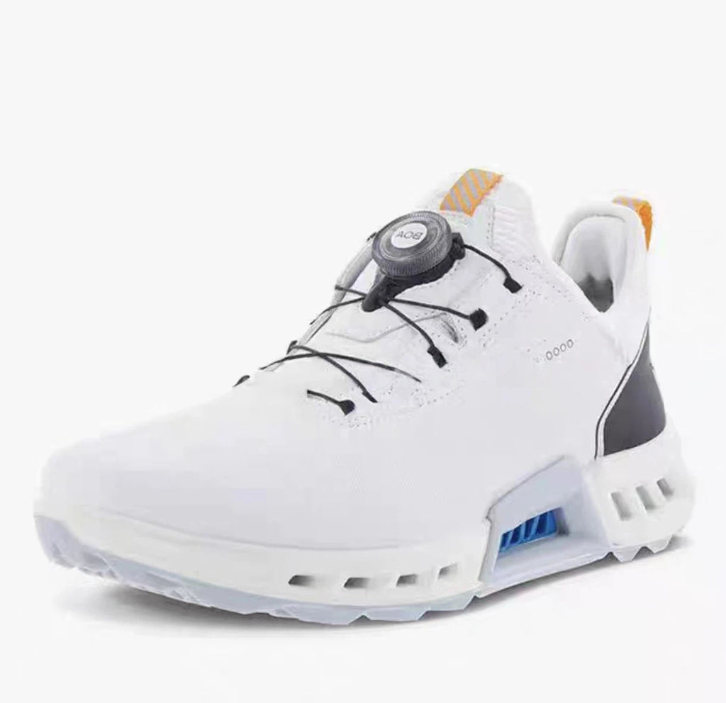 men’s C4 waterproof golf shoes in White, angled front view