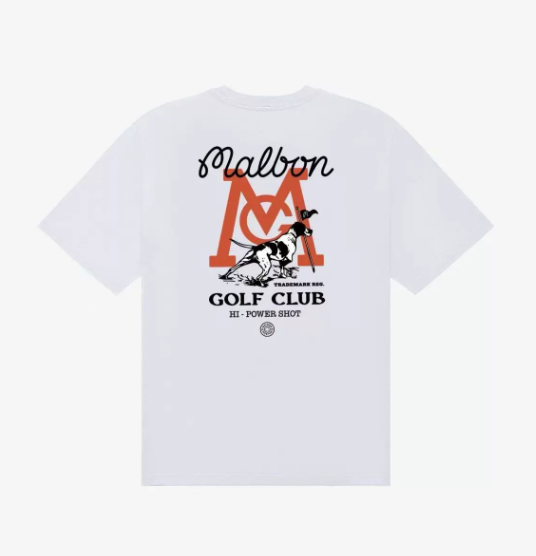 Malbon Bermuda Graphic Performance Golf T-Shirt White back view
