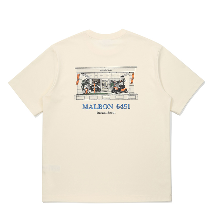 Malbon Dosan 645-1 Heavyweight Golf T-Shirt Beige back view
