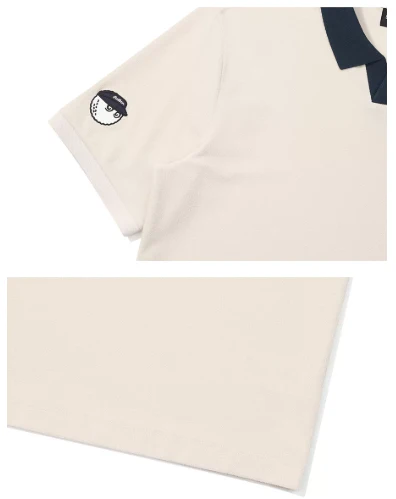 Malbon Men's Colorblock Golf Polo Shirt - Slim Fit Summer Tee Beige fabric and trim detail