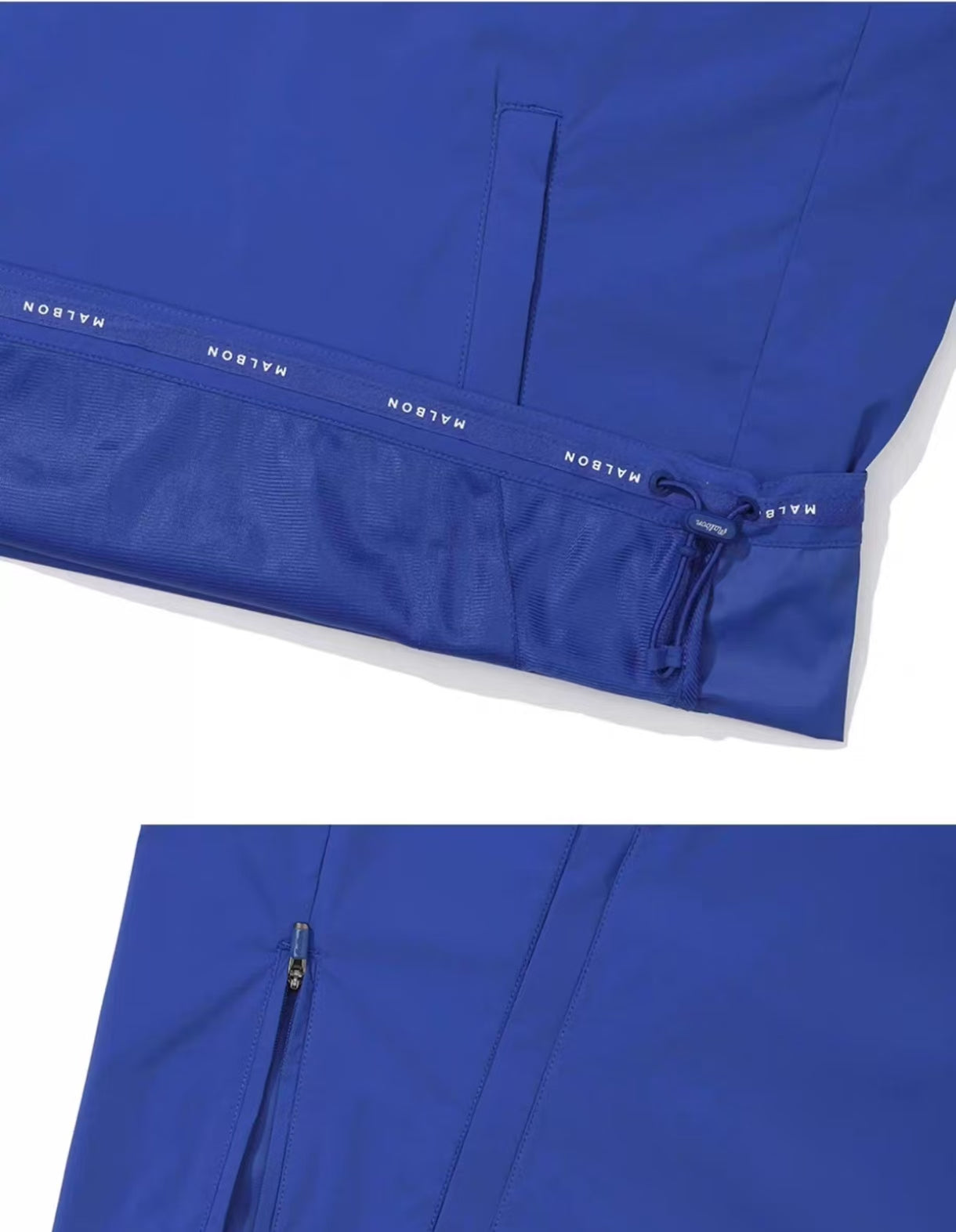 Malbon Unisex Quarter-Zip Golf Polo Shirt Blue quarter zip golf polo shirt fabric and trim detail