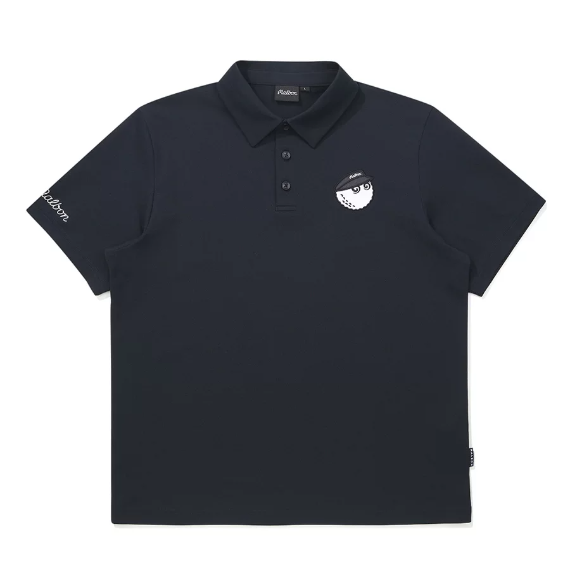 Malbon men's breathable golf polo shirt in Black, front view