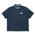 Malbon men Navy Blue lightweight golf T-shirt front view