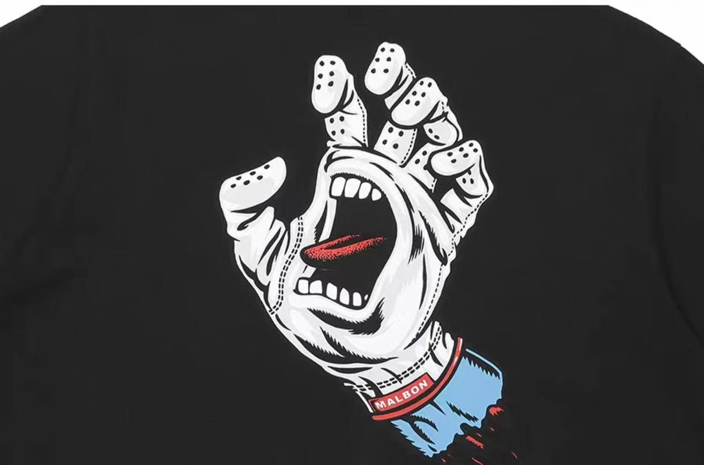 Malbon black T-shirt hand back graphic detail