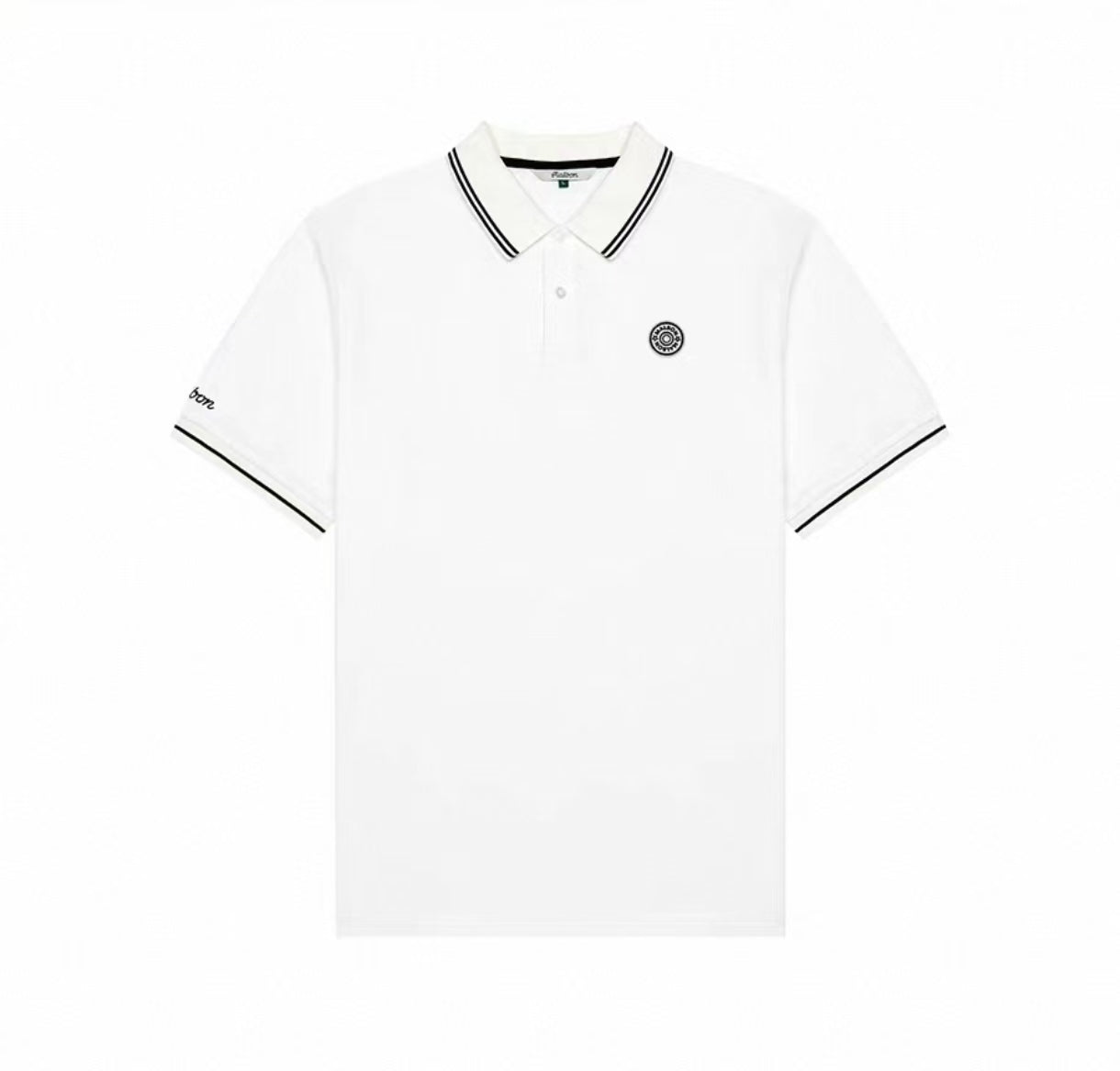 Malbon men's moisture-wicking athletic golf polo in White - front view