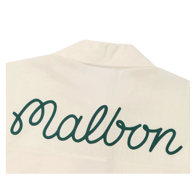 Malbon women's quick-dry UV golf polo shirt in Beige, fabric and hem detail