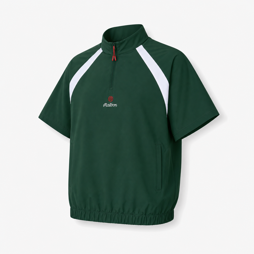 Malbon CLOT green golf windshirt front view