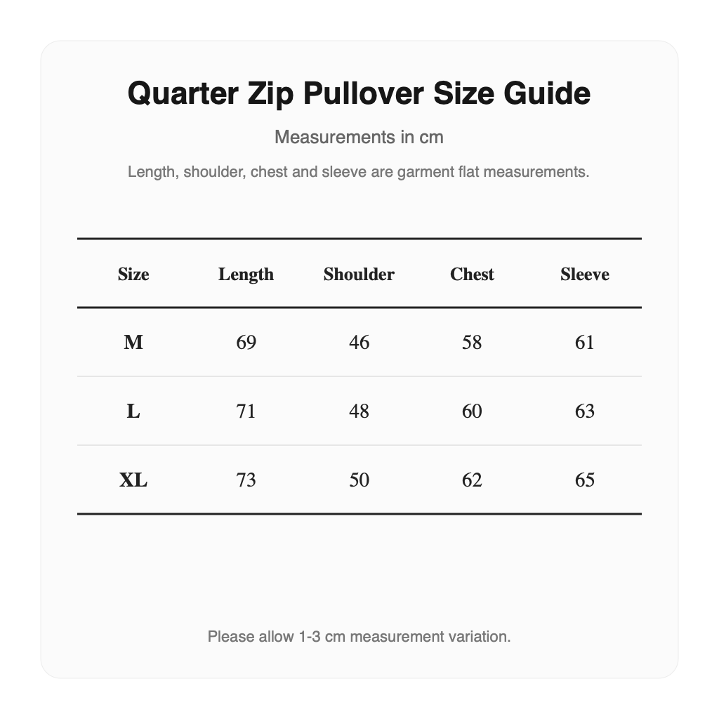 Malbon Contrast Quarter Zip Pullover English size guide