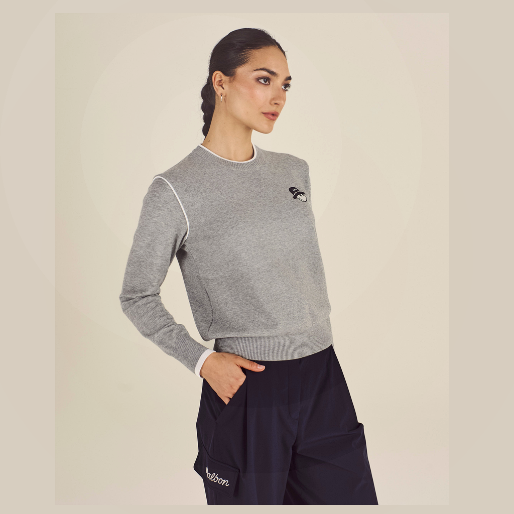 Malbon Malbon Studio Seoul Double-Knit Women's Pullover grey model image 2